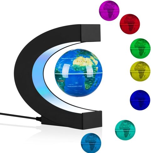 كرة ارضية عائمة دوارة متعددة الالوان متغيرة مع اضاءة LED مغناطيسية، خريطة العالم، اضواء ليلية لتزيين المكتب، هدايا فريدة من نوعها in Saudi Arabia