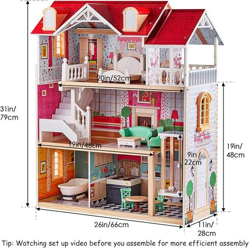 توب برايت. بيت دمى خشبي مع مصعد، بيت دمى دريم للبنات الصغيرات بعمر 5 سنوات in Kuwait