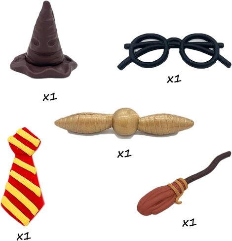 7 قطع زينة كعكة بطابع الساحر مصنوعة يدويا لحفلات اعياد الميلاد، نظارات وربطة عنق، عصا مع حروف ذهبية H&P لتزيين الكيك بنفسك in Kuwait