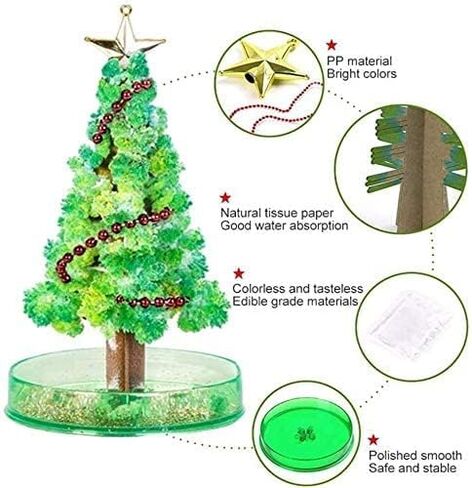 شجرة عيد الميلاد الكريستالية السحرية المتنامية، توفر للأطفال مجموعة جديدة، ألعاب تعليمية مثيرة للاهتمام وألعاب الحفلات، زينة عيد الميلاد DIY (قطعتان) in Kuwait