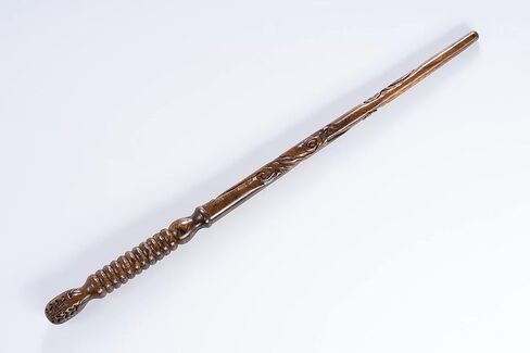 Handicraftviet اليد منحوتة الخشب عصا المعالج السحرية / عصا الساحرة الصولجانات الخشبية الحقيقية 15 بوصة للمعالجات / هدية سحرية لجميع القديسين، عيد الميلاد وحفلة عيد ميلاد / نجمة العصا الخشبية (S5) in Kuwait
