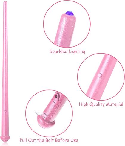 Gejoy 2 Piece Light up Wand Magic Wizard Wand Princess Fairy Wands Christmas Light Sound Toy Cosplay Props for Kids (Silver,Clear) in Saudi Arabia