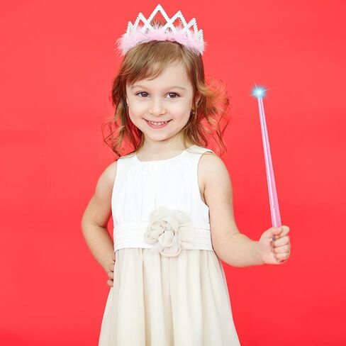 Gejoy 2 Piece Light up Wand Magic Wizard Wand Princess Fairy Wands Christmas Light Sound Toy Cosplay Props for Kids (Silver,Clear) in Saudi Arabia