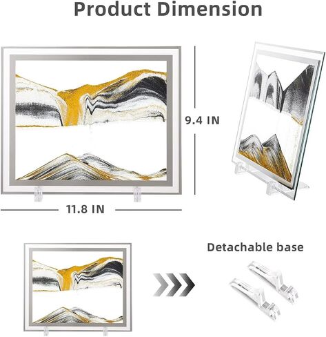 LCDOCLAK Moving Sand Art Picture (12 * 10 in),3D Hourglass Deep Sea Sandscape,3D Desktop Art for Home Office Decoration in Kuwait