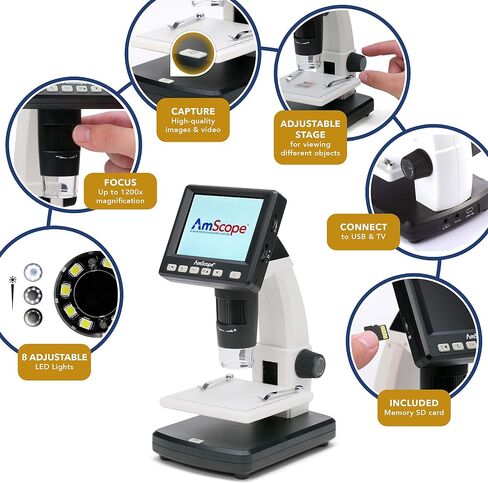 IQCREW by AmScope Kid's Premium Portable LCD Color Digital Microscope with Explorer's Worldwide Stamp Collecting Kit in Saudi Arabia