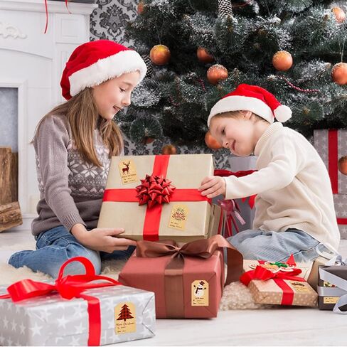 360Pcs Merry Christmas Gift Name Tags Stickers, Self-Adhesive Present Address Wrapping Labels, Xmas to from Kraft Gifts for Envelopes Seals Cards Box in Kuwait