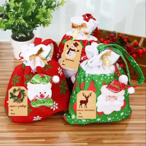 360Pcs Merry Christmas Gift Name Tags Stickers, Self-Adhesive Present Address Wrapping Labels, Xmas to from Kraft Gifts for Envelopes Seals Cards Box in Kuwait