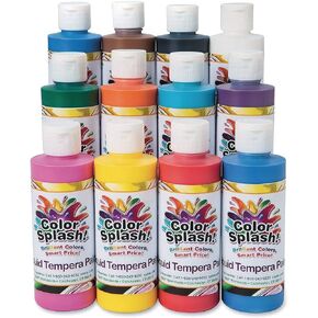 S&S Worldwide Color Splash! Liquid Tempera Bulk Paint, Set of 12 in 11 Bright Colors, 32-oz Easy-Pour Bottles, Great for Arts & Crafts, School, Classroom, Poster Paint, For Kids & Adults, Non-Toxic.