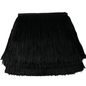 HEARTWISH Fringe Trim Lace Polyerter Fibre Tassel 6inch（″） Wide 10 Yards Long for Clothes Accessories and Latin Wedding Dress and DIY Lamp Shade Decoration Black White Red (Black)