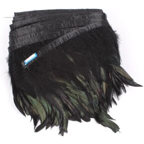 AWAYTR 5 Yards Rooster Feather Trim 5-7 inches Wide, Black in Kuwait