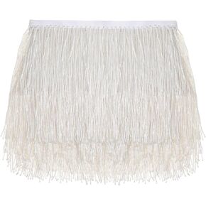 AWAYTR 1 Yard Beaded Fringe Trim - 3.5in Wide Glass Beaded Fringe for Dress Clothing and DIY Crafts (Glod)