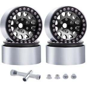 HobbyPark Aluminum 1.9 Beadlock Wheels for 1/10 Scale RC Crawler, Compatible with Traxxas TRX4 Axial SCX10 Redcat Gen 8 RC4WD, 4pcs (Gray & Black)