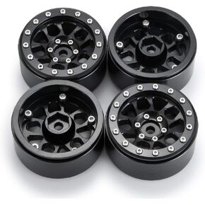 4PCS Metal 1.9" Heavy Duty Beadlock Wheel Rims for 1/10 RC Crawler Axial Scx10 II D90 TRX-4 Tamiya CC01 D110 SCX10 III AXI03007 (Black)