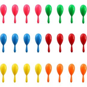 Maracas for Kids - Mexican Maraca Neon Colorful Maracas Bulk for Fiesta Party Favors Baby Noisemaker - 6" Maracas Toys for Cinco de Mayo Partys, Birthday, Fiesta Decorations, 6 Colors, 24 Pack