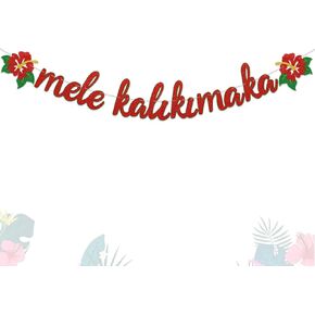 لافتة عيد الميلاد ميلي كاليكيماكا لامعة مع زهور الكركديه لهواواي عيد الميلاد الشتاء عطلة الزينة لوازم حفلات معلقة وجاهزة للتعليق in Kuwait