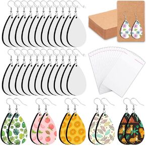 30 Pieces Sublimation Blank Earrings, Modacraft Sublimation Printing Earrings Unfinished Teardrop Heat Transfer Earring Pendant with Earring Hooks and Jump Rings for Jewelry DIY Making.