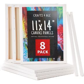 Crafts 4 All Canvases for Painting - Blank Canvas Boards, Triple Primed 100% Cotton Canvas Panels for Acrylic, Oil & Watercolor Paint | Bulk Art Panels, Black/White Canvas - 12 Pack, 4x6 / 5x7