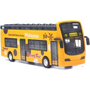 Ailejia City Bus لمشاهدة معالم المدينة ذات الطابقين نموذج حافلة مفتوحة من الأعلى للسحب للخلف لعبة مركبات مصبوبة للخلف وأضواء سيارة صغيرة وموسيقى (أخضر) in Kuwait