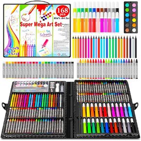 Rocamdo Kids Art Supplies Drawing Kit, 168-Pack Art Set Drawing Sets Coloring Art Kits, Arts and Crafts for Kids Ages 6-8 9-12, Art Supplies for Girls Ages 8-12, Creative Gift Art Box for Kids Adults in Kuwait