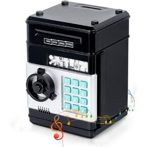 Refasy Piggy Bank Toys for Boys 6 7 8 9 10 11, Money Saving Box Toys Teen Boys Age 8 9 10 11 12 Kids Christmas Birthday Gifts ATM Saving Machine for 5 6 7 8 Black Piggy Bank for Real Money in Kuwait