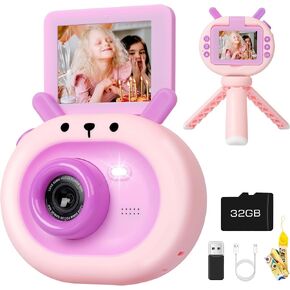 ألعاب كاميرا سيلفي للأطفال من eWonLife شاشة قلاب 180 درجة للأعمار من 3 إلى 12 عامًا للأطفال الصغار، كاميرا فيديو رقمية للأطفال بدقة 1080 بكسل، هدايا عيد الميلاد للأولاد والبنات، بطاقة 32 جيجابايت، قارئ بطاقات، حامل ثلاثي القوائم (أخضر) in Kuwait