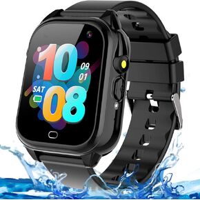 OVV Kids Waterproof Smart Watch with 26 Games 1.44'' Touchscreen HD Camera Pedometer Recorder Music Player Alarm Clock Calculator Educational Wrist Watch for Age 3-10 Girl Boy Learning Toy (Black)