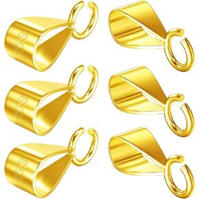 6Pcs S925 Slider Pendant Clasp Bail Connector with Closed Loop 18K Gold Plated 925 Sterling Silver Bails for Jewelry Making Made in Italy