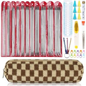 Aeelike 35pcs Short Knitting Needles Set Metal - Double Pointed Knitting Needles Stainless Steel Knitting Needles Double Ended with Case and Large-Eye Needles Stitch Markers Scissors Knitting Supplies in Kuwait