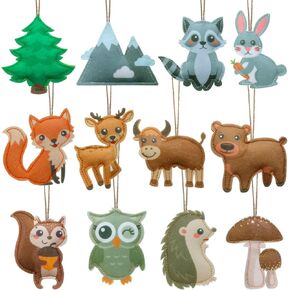 Moukeren 12 Pieces Christmas Felt Woodland Animals Ornaments My Forest Friends Animals Hanging Ornament Decor Set for Kids Crafts Christmas Tree Decorations in Kuwait