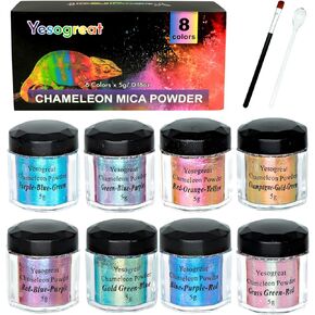 Chameleon Mica Powder, 8*5g Color Shift Mica Powder for Epoxy Resin/Tumbler, Saturated Color Shifting Chrome Pigment Powder for Painting,Slime,Nails in Kuwait