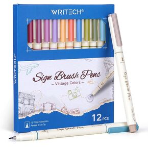 WRITECH Arts Sign Brush Pen: Water Based Vintage Assorted Colors Ink 12ct in Saudi Arabia