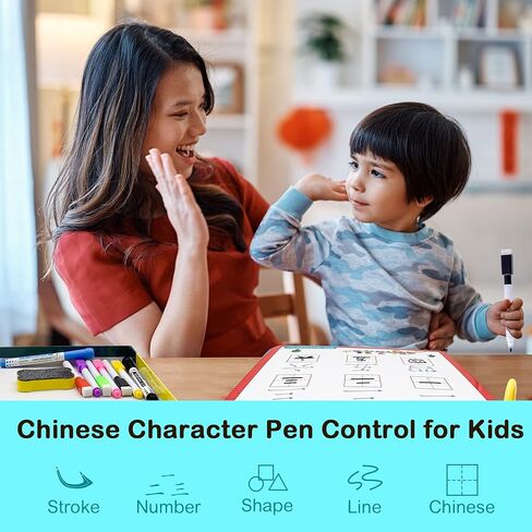 كتاب تدريب الشخصيات الصينية من Elite Panda للأطفال، تعلم التحكم في القلم الصيني، 30 بطاقة نشاط قابلة لإعادة الاستخدام مع 8 علامات مسح جافة، لعبة ما قبل المدرسة مع دعم ثنائي اللغة مصممة للأطفال الصغار in Kuwait