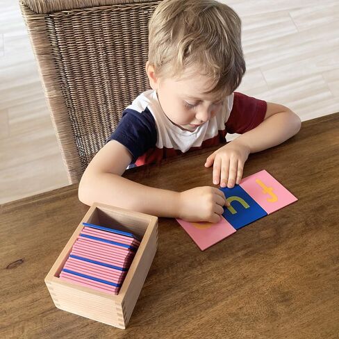 Montessori Sandpaper Letters | Lowercase | PP Wood Tiles | Vowel Consonant Color Coded | includes Storage Box in Kuwait