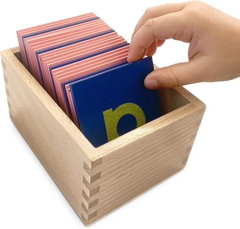 Montessori Sandpaper Letters | Lowercase | PP Wood Tiles | Vowel Consonant Color Coded | includes Storage Box in Kuwait
