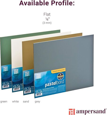 Ampersand Art Supply Pastel Painting Panel: Museum Series Pastelbord, Grey, 1/8 Inch Flat Profile, 14x18 in Saudi Arabia