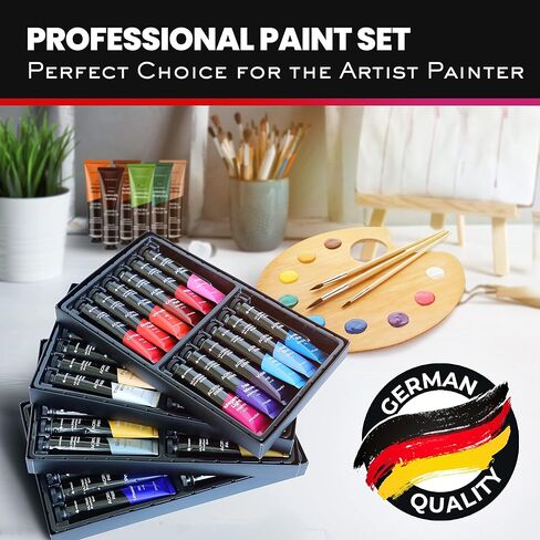 مجموعة طلاء الأكريليك للفنون والحرف اليدوية من WEISBRANDT - 28 صبغة عالية الجودة، لمسة نهائية غير لامعة، زجاجات 0.4 أونصة/12 مل، تعتمد على الماء - لوازم فنية، DIY، جسم إمباستو غني، لجميع الأسطح المسامية in Kuwait