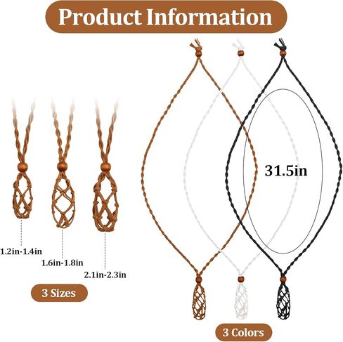 ZYNERY 14 قطعة حامل قلادة كريستال، حامل كريستال قابل للتعديل 1.6in-1.8in، 14 لونًا منسوج قفص كريستال حامل القلائد لصنع المجوهرات DIY إكسسوارات الحرف اليدوية حامل الحجر قلادة in Kuwait