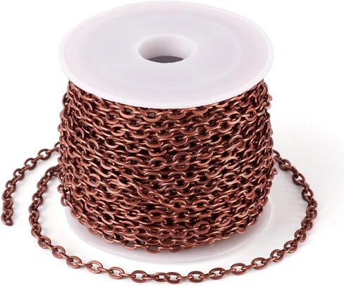 Pandahall 10 متر/10 ياردة سلاسل كابل الحديد الصليب الأحمر النحاس اللون تويست الصليب قلادة العثور على سلاسل الحجم: السلاسل: حوالي 4 مم طول 2.7 مم عرض 0.7 مم سمك in Kuwait