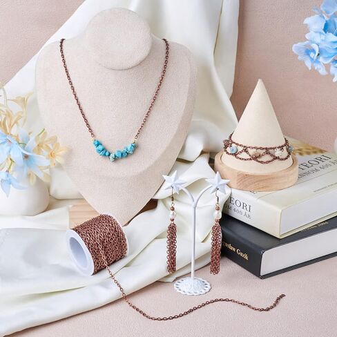 Pandahall 10 متر/10 ياردة سلاسل كابل الحديد الصليب الأحمر النحاس اللون تويست الصليب قلادة العثور على سلاسل الحجم: السلاسل: حوالي 4 مم طول 2.7 مم عرض 0.7 مم سمك in Kuwait