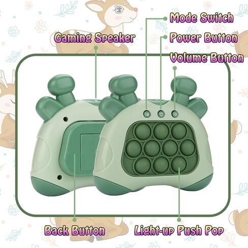 وحدة تحكم دفع سريعة مع تعليقات صوتية فورية | لعبة الدفع السريع المحمولة باليد | لعبة التململ الحسية التعليمية التفاعلية للأطفال والكبار | هدية ممتعة للأطفال من عمر 3 إلى 12 عامًا (غزال بني) in Kuwait