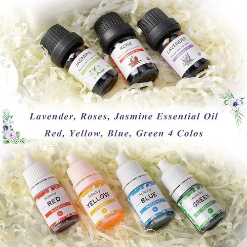 Aoibrloy Soap Kits Making for Adults Beginner with Instructions, Natural Soap Making Kit with 1.1 lbs. Shea Butter Soap Base, 3 Silicone Soap Mold, Dried Flowers, 4 Essential Oil, 4 Colors, 15 Labels in Kuwait