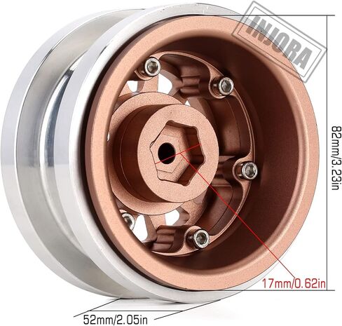 INJORA RC 2.9 جنوط عجلة Beadlock CNC محور حافة الألومنيوم لمحور SCX6 Trail Honcho 4WD RTR JLU Wrangler 1/6 RC أجزاء ترقية السيارة الزاحفة (النحاس) in Saudi Arabia