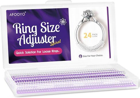 أداة ضبط حجم الخاتم للخواتم الفضفاضة - 24 عبوة من 4 أحجام لمقاس مجوهرات غير مرئي لعرض مختلف للسوار، مغزل لصنع واقي المجوهرات، فاصل، مقاس، مجرب - مجموعة تضييق السيليكون الحلزوني in Kuwait