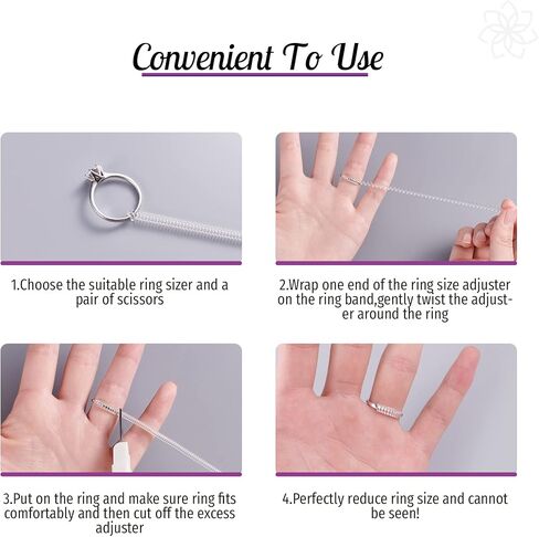 أداة ضبط حجم الخاتم للخواتم الفضفاضة - 24 عبوة من 4 أحجام لمقاس مجوهرات غير مرئي لعرض مختلف للسوار، مغزل لصنع واقي المجوهرات، فاصل، مقاس، مجرب - مجموعة تضييق السيليكون الحلزوني in Kuwait