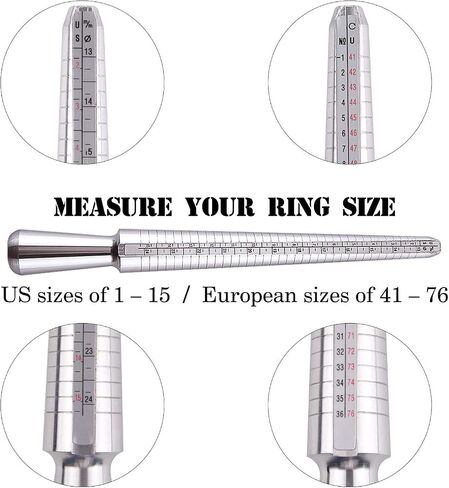 Ring Sizer Gauge Set, Finger Measurement Tools and Bonus Plastic Ring Sizer Belt,Jewelry Sizing Tools US 0-13 Standard for Women and Men in Kuwait