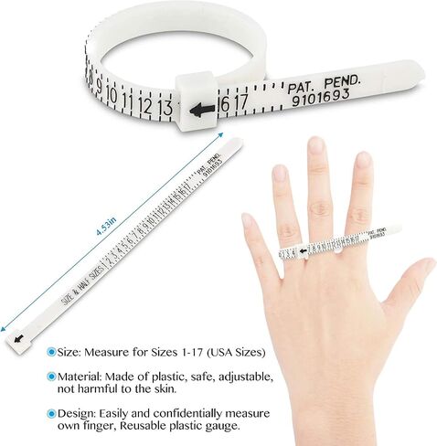 Ring Sizer Gauge Set, Finger Measurement Tools and Bonus Plastic Ring Sizer Belt,Jewelry Sizing Tools US 0-13 Standard for Women and Men in Kuwait