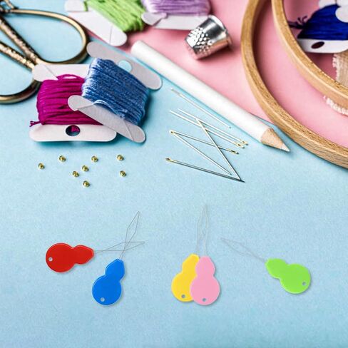 50PCS Needle Threaders, Colorful Gourd Shaped Plastic Needle Threaders for Hand Sewing Small Eye Needles, Needle Threading Tool for Hand Sewing Needle Threader for Quilting, DIY Art(Color Random) in Saudi Arabia