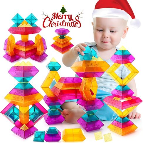 Montessori Toys for Toddlers 2 3 4 5 6 Year Old | Pyramid Stacking Blocks Toys for Boys Girls | 30 Pcs Building Blocks for Toddlers | STEM Preschool Educational Toy Gifts for Toddlers Kids Age 2-4 3-5 in Saudi Arabia