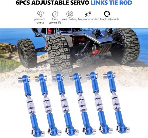قضيب سحب RC، 6 قطع مجموعة قضبان ربط مؤازرة قابلة للتعديل لسيارة RC Hobby Model Car 1/10 Buggy Touring Car 47 مم ملحقات (كحلي) ملحقات نموذج السيارة Hsp Rc قطع غيار السيارات in Saudi Arabia