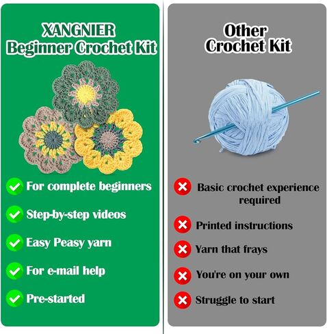 XANGNIER Crochet Kit for Beginners,Crochet Starter Kit with Step-by-Step Video Tutorials and Yarns,Hook,Accessories,Learn to Crochet Kits for Adults and Kid,DIY Arts,Crafts & Sewing Knitting Supplies in Saudi Arabia